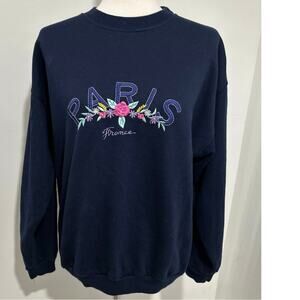 Vintage Euro Souvenir 1990s  Crew Neck Sweatshirt Navy Size Large